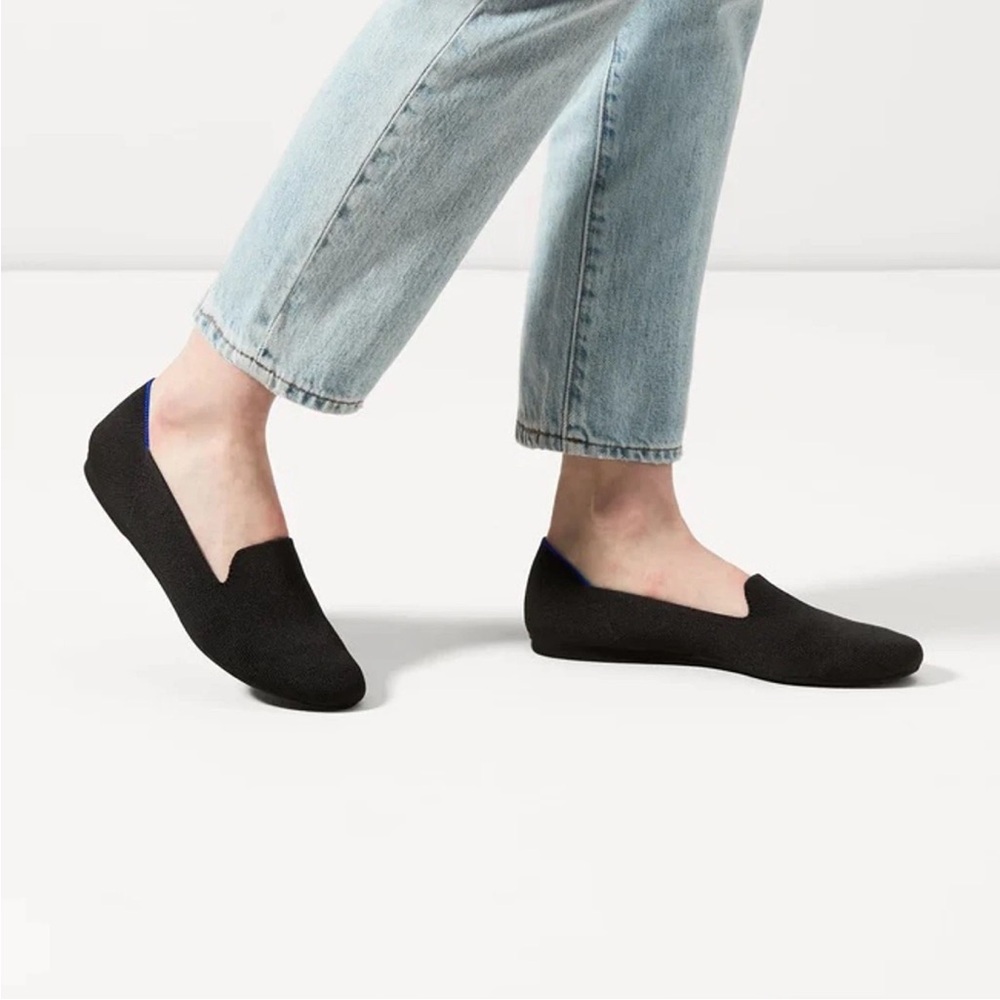 Rothy's The Loafer in Black Solid Women's Size 4 Washable Shoes Flats